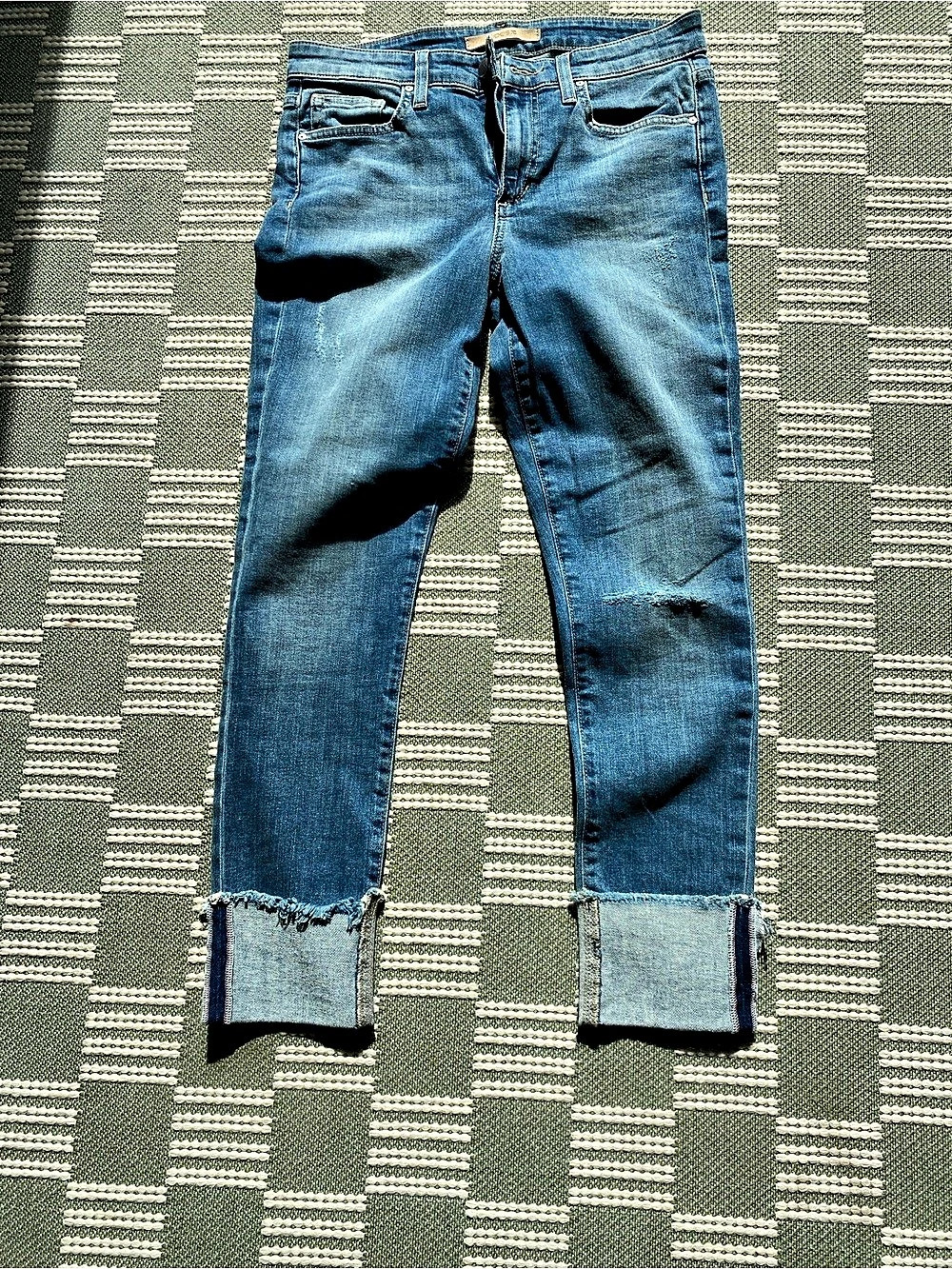 Joe's Cuff Crop Skinny Jeans in Blue Waist 28